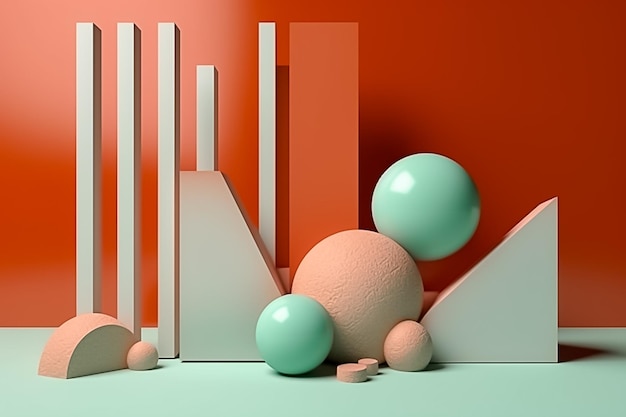 Plataforma de exibição de produtos geométricos abstratos modelo de colocação de objetos de forma de projeto 3D Ai gerado