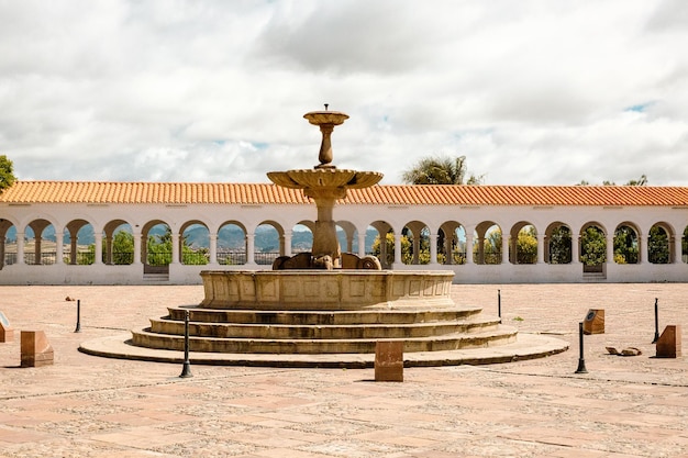 Plataforma de observação e fonte do mosteiro de La Recoleta em Sucre Bolívia