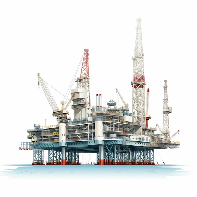 Plataforma de perfuração offshore isolada em fundo branco