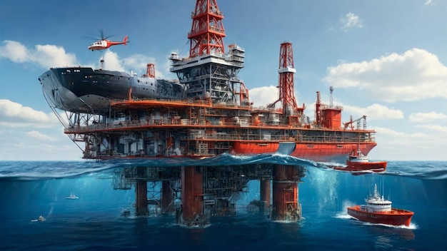 Plataforma de petróleo e gás no mar