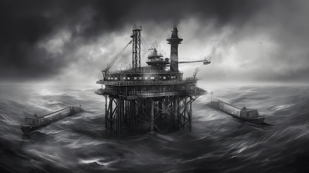 Plataforma de petróleo, petróleo e gás no mar