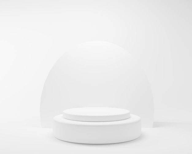 Plataforma de pódio branco para apresentação de produtos cosméticosMock up design espaço vazio renderização em 3 d