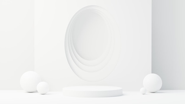 Plataforma de pódio de exibição abstrata 3d para apresentação e publicidade de produtos Cenário de cena mínimo com design limpo Pedestal vago para maquete Palco vazio com cor pastel para cosméticos