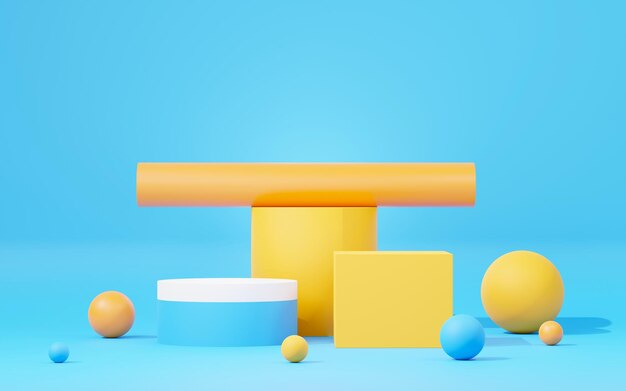 Plataforma de pódio de exibição abstrata 3d para apresentação e publicidade de produtos Cenário de cena mínimo com design limpo Pedestal vago para maquete Palco vazio com cor pastel para cosméticos