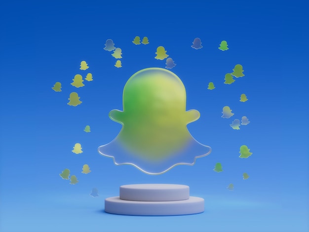 Plataforma de pódio de mídia social do Snapchat ilustração 3D abstrata minimalista