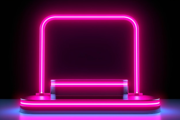 Plataforma de pódio neon com fundo de efeito de luz