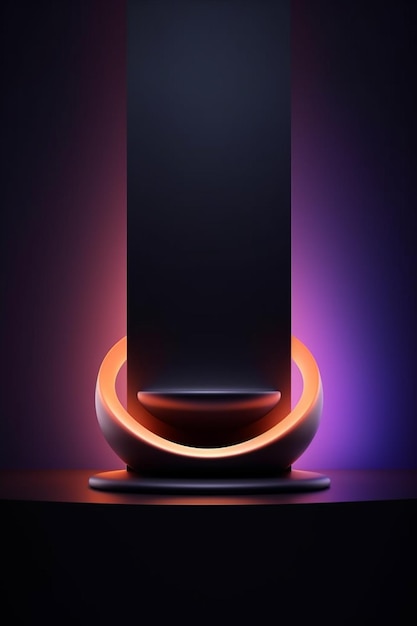 Plataforma de pódio neon com fundo de efeito de luz