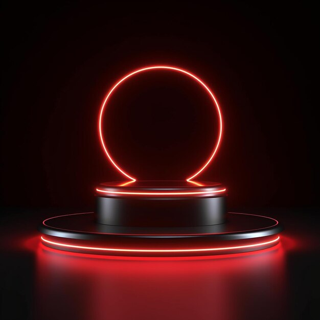 plataforma de pódio neon com fundo de efeito de luz