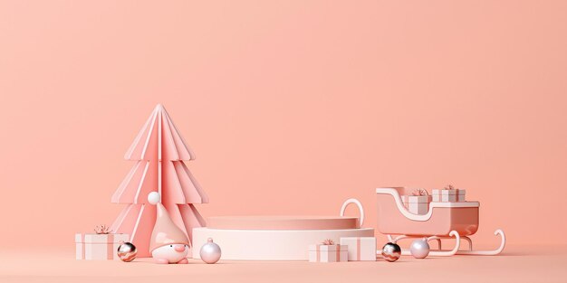 Plataforma de escenario de podio abstracto 3d con fondo mínimo de Navidad y Año Nuevo. renderizado 3d