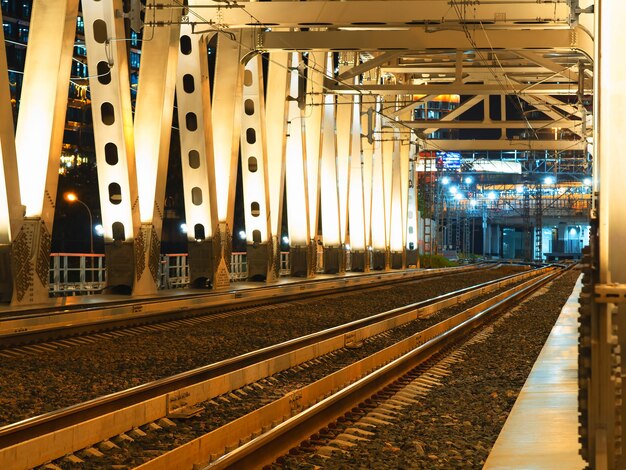 Plataforma de la estación de tren por la noche