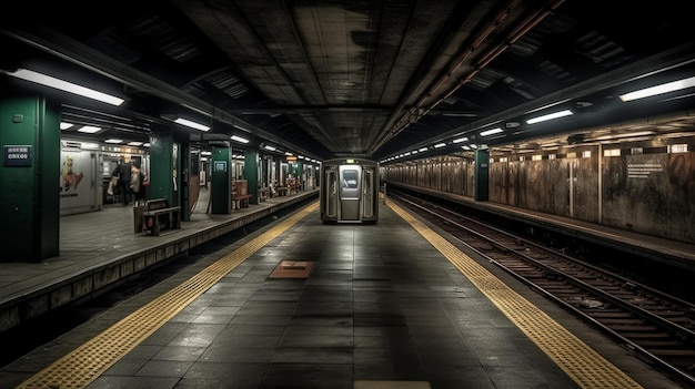 Plataforma de una estación de tren subterráneo generada por IA