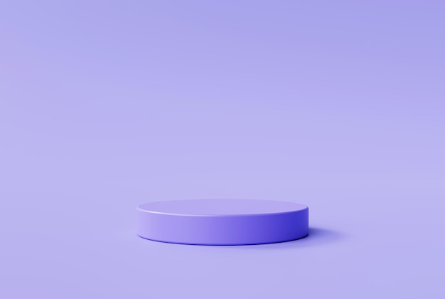 Plataforma de exhibición de producto de pedestal de podio mínimo de cilindro púrpura para ilustración de fondo de colocación de producto 3d
