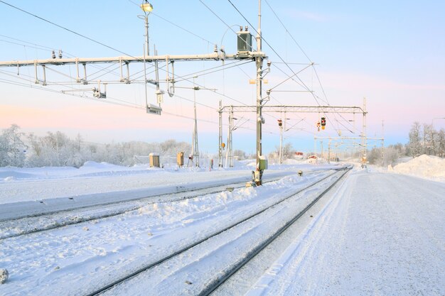 Plataforma de ferrocarril de invierno