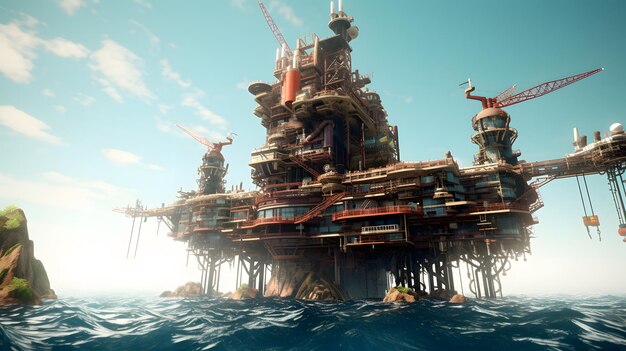 Plataforma de petróleo petróleo y gas en el mar IA generativa