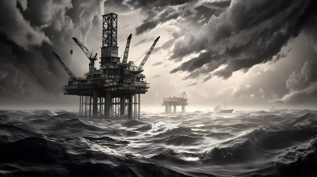 Plataforma de petróleo petróleo y gas en el mar IA generativa