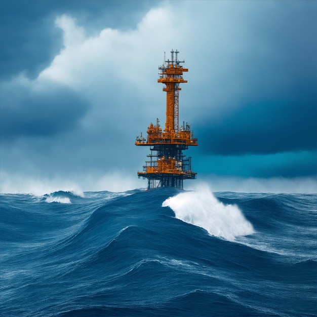 Foto plataforma petrolera en la ilustración del mar