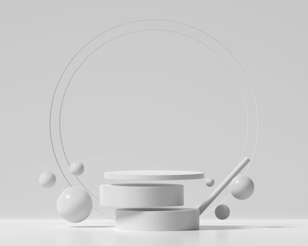 Plataforma de podio blanco para la representación 3D de vitrinas de exhibición de productos