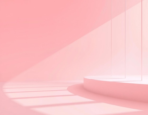 Plataforma rosada minimalista con luz solar y sombra