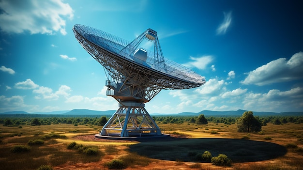 Plataformas ferroviarias y antenas parabólicas móviles como parte de una serie de radiotelescopios para observar a distancia