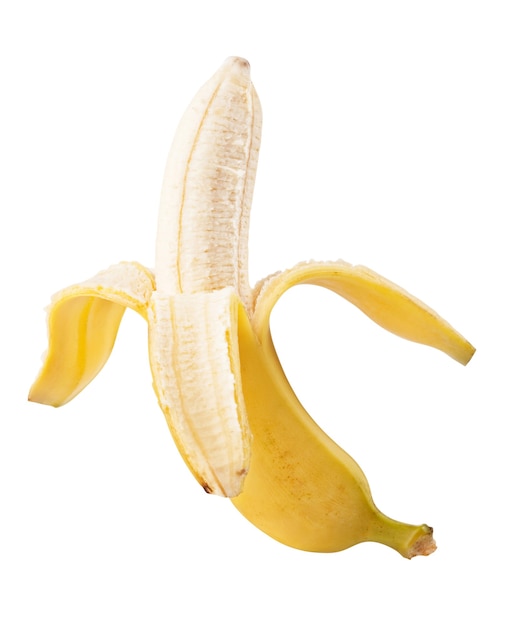 Plátano abierto aislado en blanco