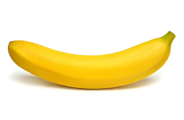 Un plátano aislado sobre fondo blanco Vista superior endecha plana
