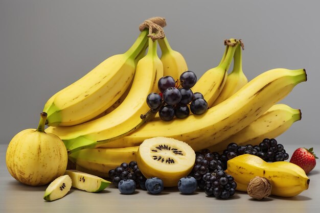 Plátano amarillo y fruta