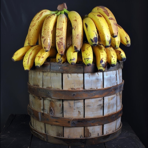 Los plátanos en barriles de madera