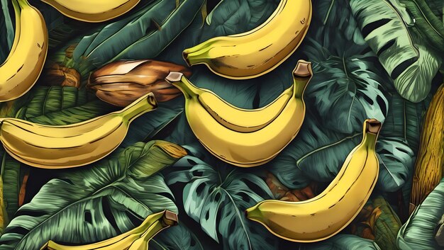 Plátanos de elementos de ilustración de conjunto tropical