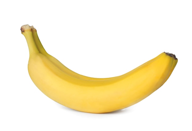 Plátanos maduros sobre fondo blanco.