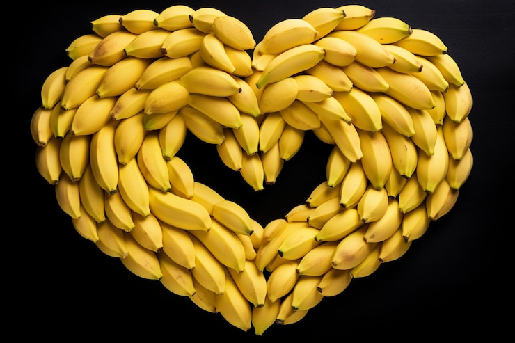 Foto plátanos en rodajas en forma de corazón bocadillo natural fruta fresca fotografía de imágenes de plátanos