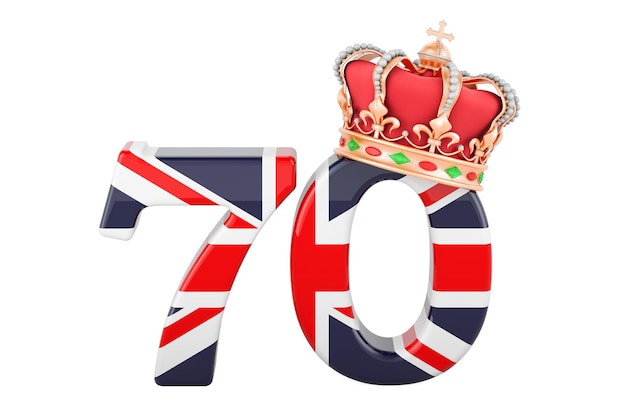 Foto platinum jubilee of elizabeth ii 70. jahrestag der thronbesteigung von queen elizabeth ii 3d-rendering