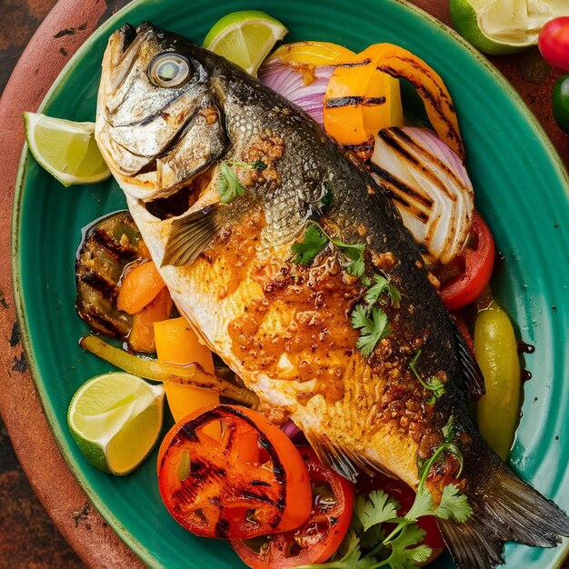 Foto plato de agua para la boca pescado zarandeado plato tradicional mexicano