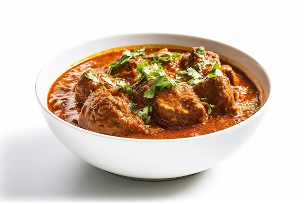 Un plato de albóndigas con un fondo blanco.