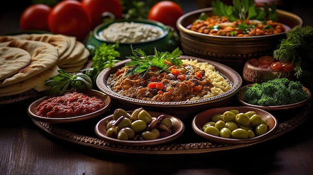 Foto plato árabe o de oriente medio ia generativa