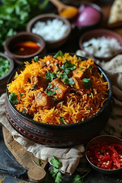 un plato de arroz con carne y verduras