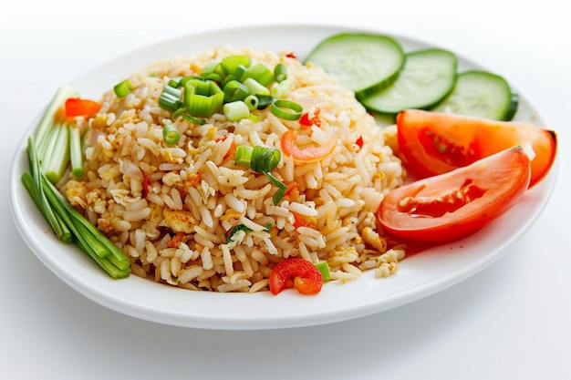 Plato de arroz frito con tomate