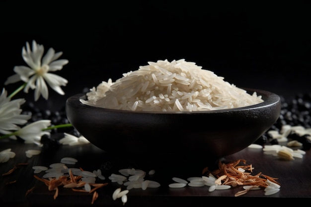 Un plato de arroz con la palabra arroz