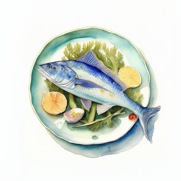 un plato de arte de peces de mar