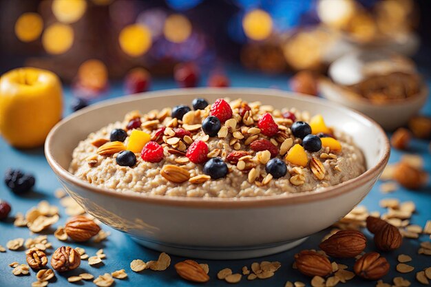 plato de avena caliente con aderezos incluidos ai generativo