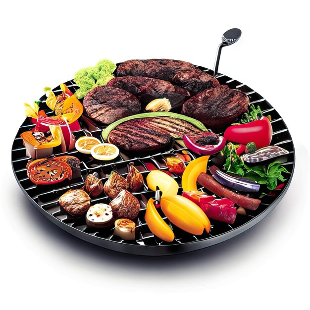 Plato de barbacoa con carne y verduras