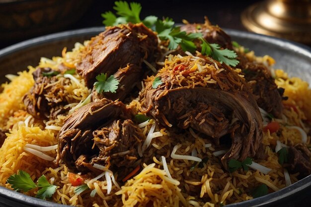 El plato de Biryani de carne de cordero perfumado