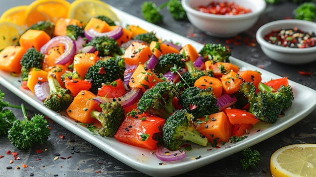 Plato blanco con brócoli y zanahorias