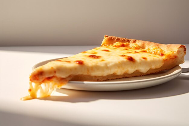 Foto un plato blanco con una porción de pizza.