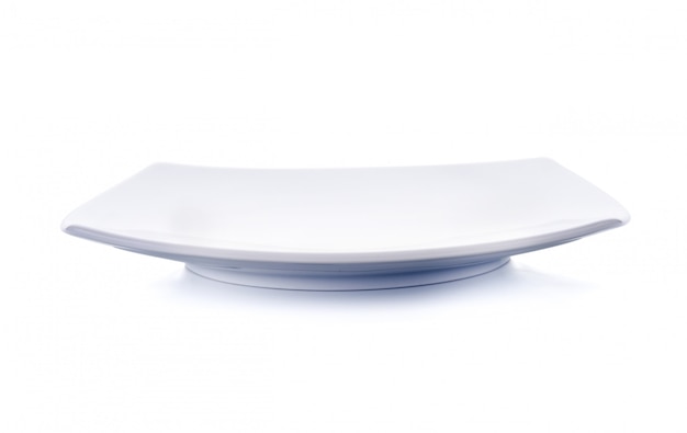 Foto plato blanco sobre fondo blanco