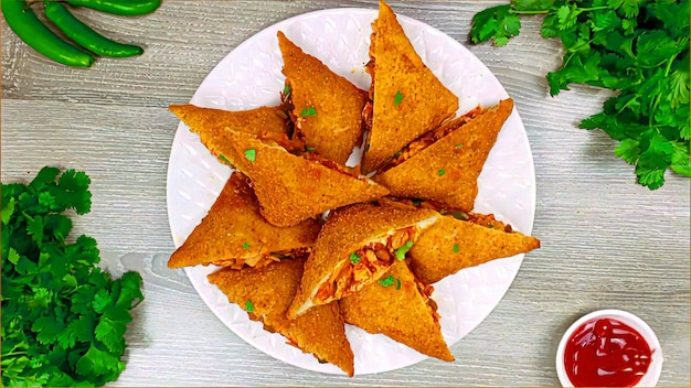 Un plato de bocadillo de pollo