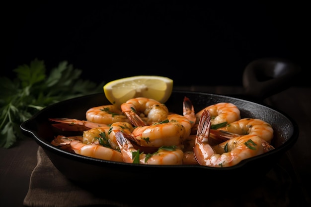 Plato de camarones Alimentación saludable Generado por IA