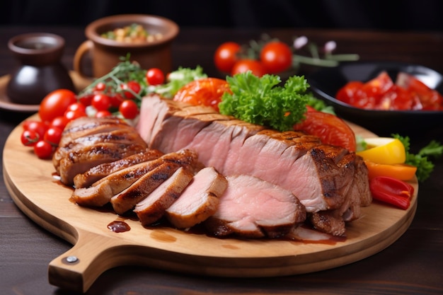 Plato de carne en un restaurante Generado por IA