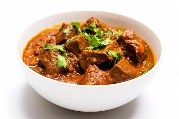 un plato de carne y verduras con salsa roja.