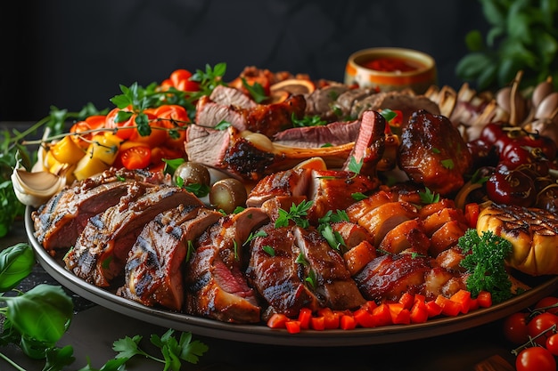 Plato de carnes y verduras