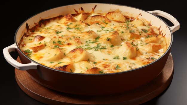 Un plato de cazuela con patatas y perejil